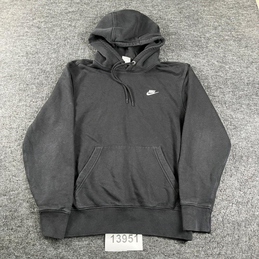 Nike Hoodie Mens XS Black Cotton Fleece Long Sleeve Kangaroo Pocket Pullover